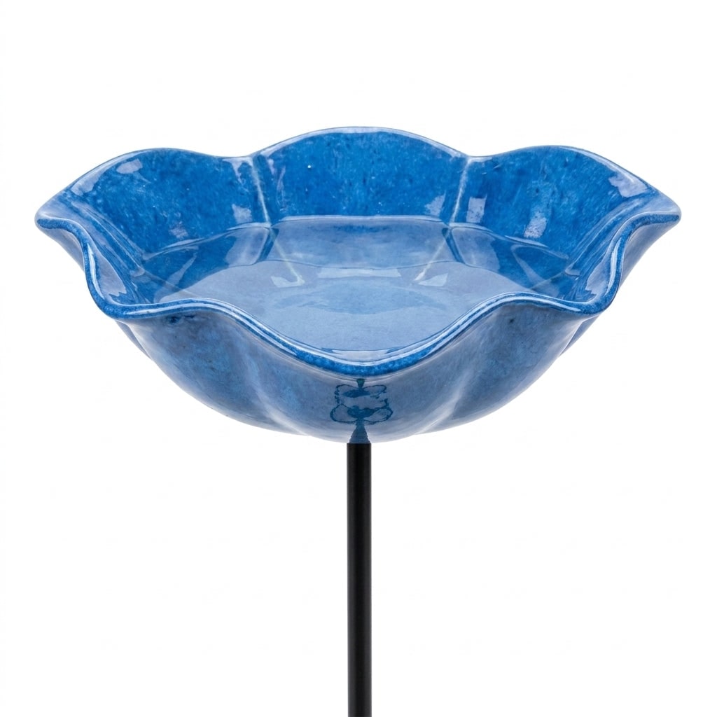 Bird Bath Stake with Flower-Shaped Bowl and Double Pronged Ground - Image 3