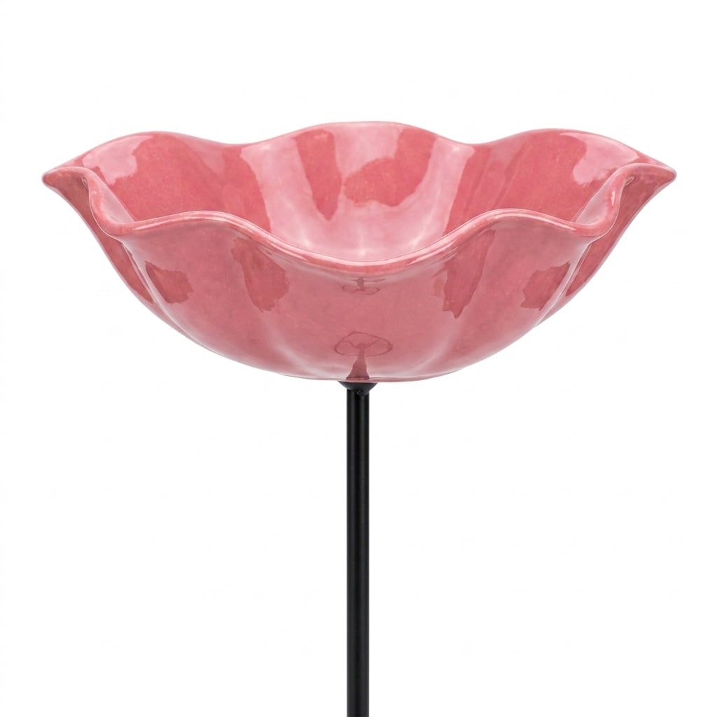 Bird Bath Stake with Flower-Shaped Bowl and Double Pronged Ground - Image 4