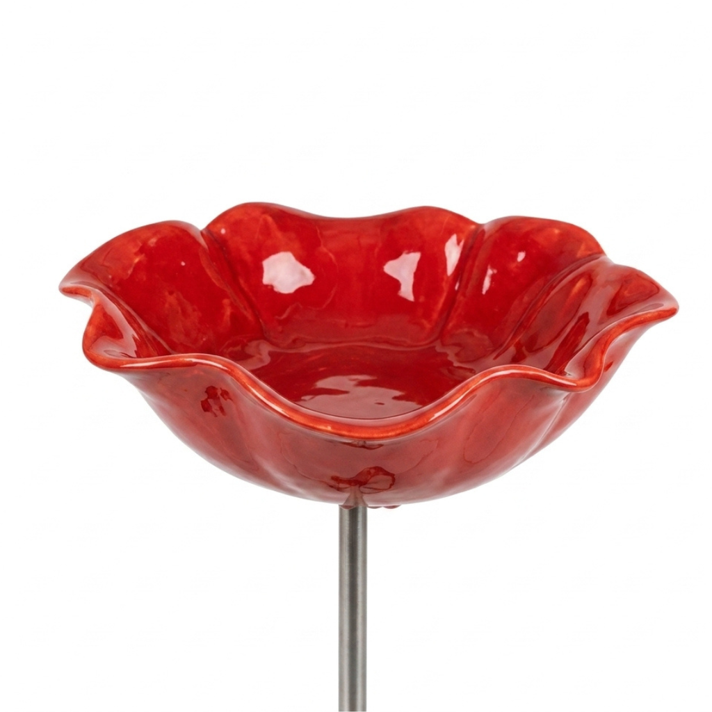 Bird Bath Stake with Flower-Shaped Bowl and Double Pronged Ground - Image 5