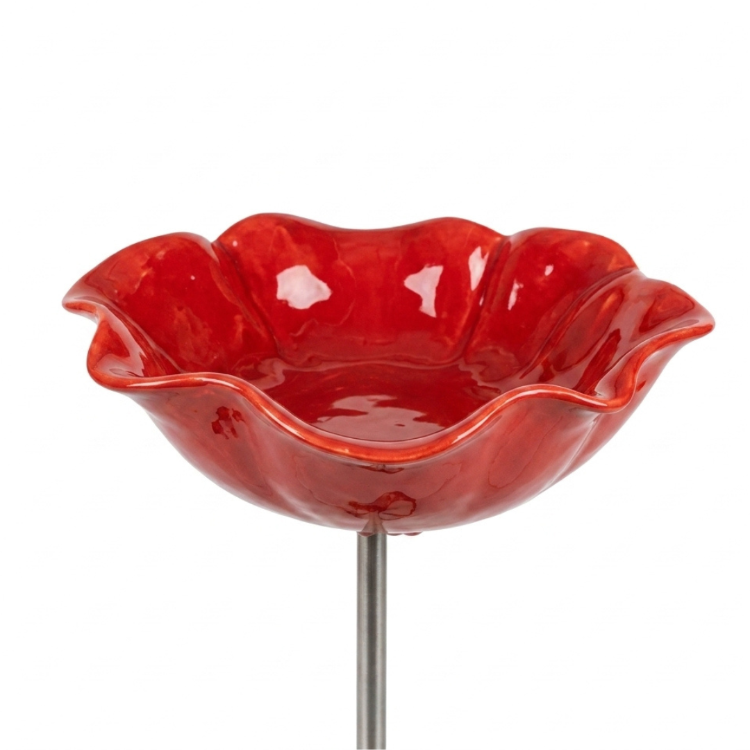 Bird Bath Stake with Flower-Shaped Bowl and Double Pronged Ground - Image 5