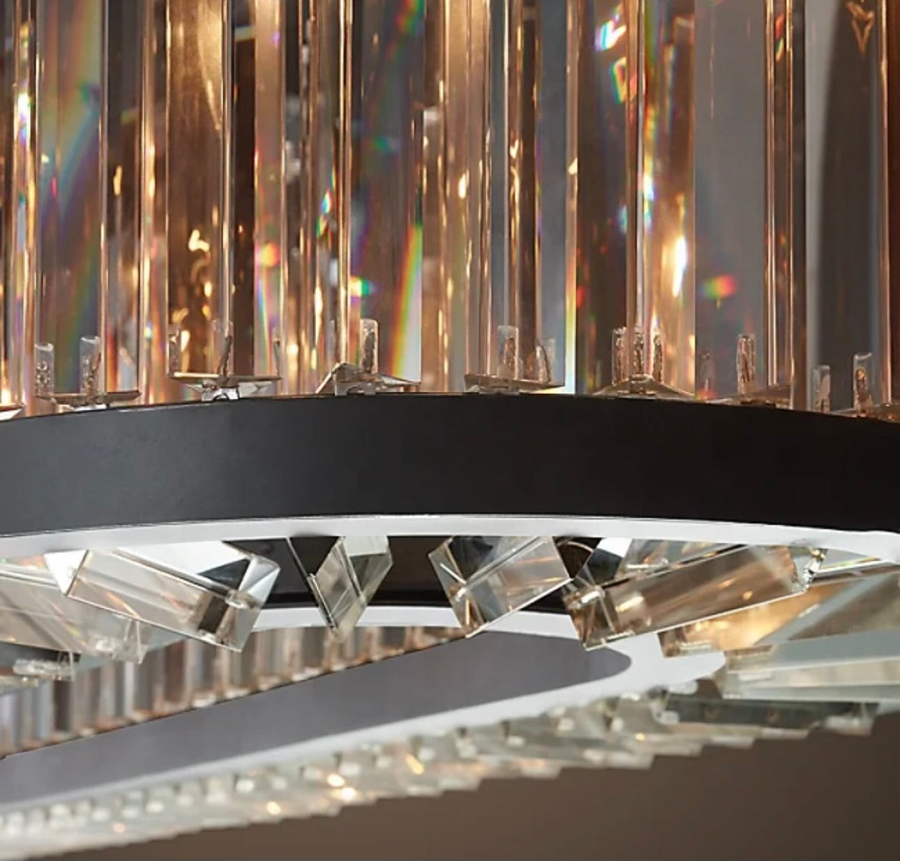 American-Style Chandelier for Home Decor – Matte Black Ceiling Light with Crystal Accents for Living Room and Dining Area