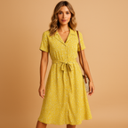 FAYE V - Women's Short Sleeve Midi Dress with Floral Print