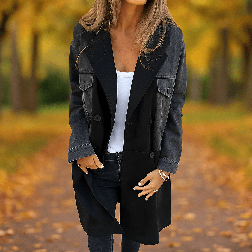 Bonfilia Denim Stitch Trench Coat - Distinctive Style and Lasting Durability