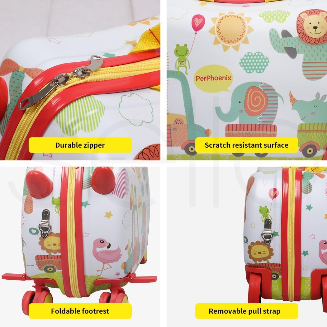 Ride-On Kids Suitcase with 360° Spinner Wheels – Rolling and Riding Travel Luggage for Children and Family Trips