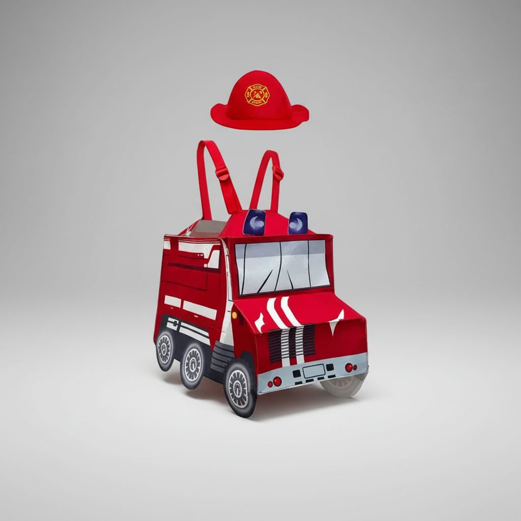 Boys' Halloween Firefighter Costume and Outfit with Jacket Hat and Fire Truck Dress Up - Image 2