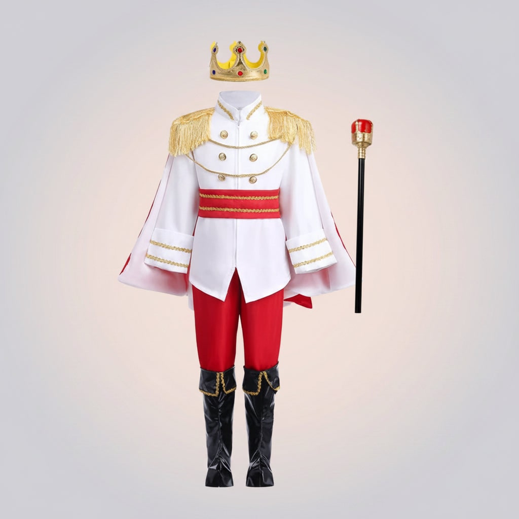 Boys' Halloween Prince Costume with Crown and Scepter for Royal Dress Up Party - Image 2