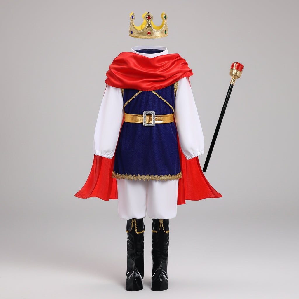 Boys' Halloween Prince Costume with Crown and Scepter for Royal Dress Up Party - Image 5