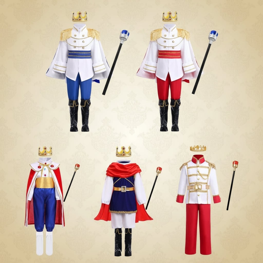 Boys' Halloween Prince Costume with Crown and Scepter for Royal Dress Up Party - Image 6