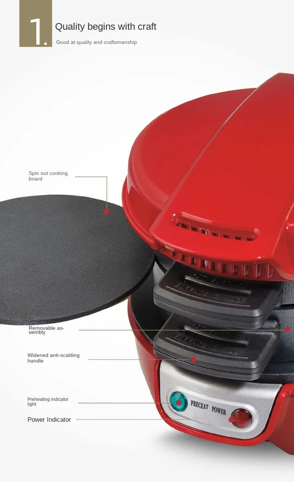 Breakfast Sandwich Maker and Panini Press Machine with Nonstick Plates and Hinged Design - Image 14