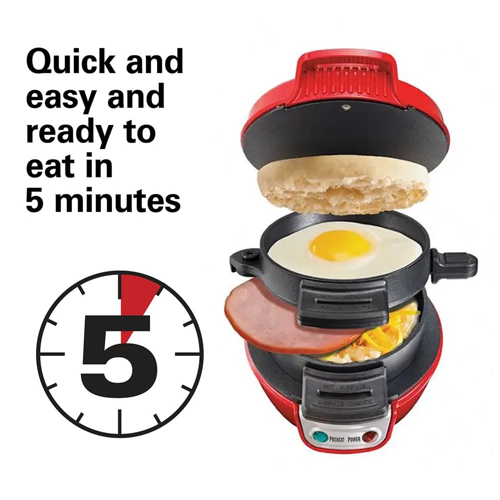Breakfast Sandwich Maker and Panini Press Machine with Nonstick Plates and Hinged Design - Image 16