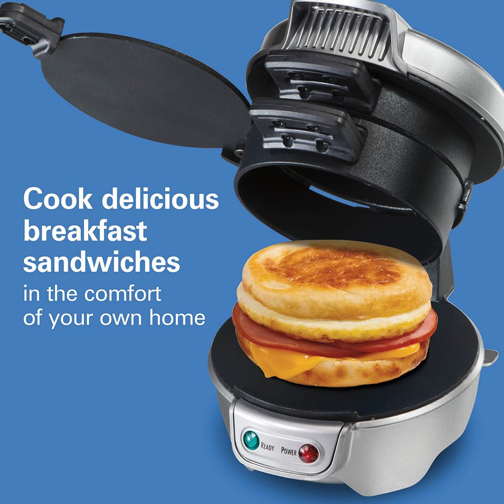 Breakfast Sandwich Maker and Panini Press Machine with Nonstick Plates and Hinged Design - Image 5
