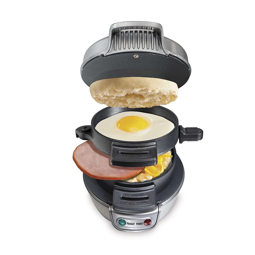 Breakfast Sandwich Maker and Panini Press Machine with Nonstick Plates and Hinged Design - Image 7