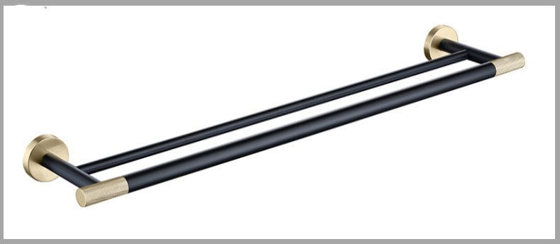Brushed Gold Stainless Steel Double Bathroom Towel Bar Wall Mounted - Image 1