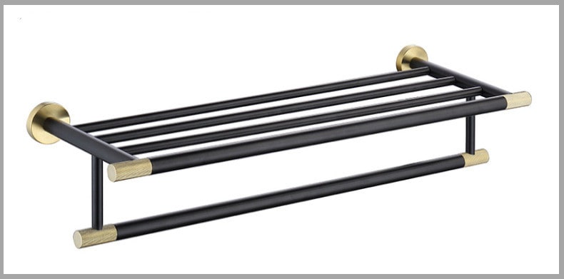 Brushed Gold Stainless Steel Double Bathroom Towel Bar Wall Mounted - Image 8