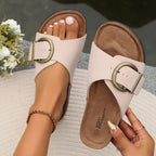 Women’s Buckle Strap Mules for Everyday Wear – Comfortable Slip-On Shoes for Casual Outfits and Summer Use