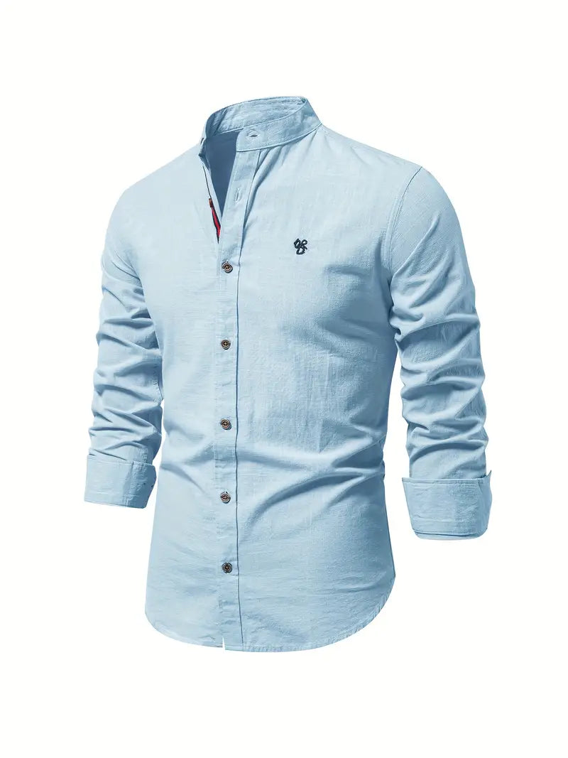 Men’s Button-Up Linen-Style Shirt for Summer Wear – Lightweight Casual Shirt for Holidays, Work and Everyday Outfits