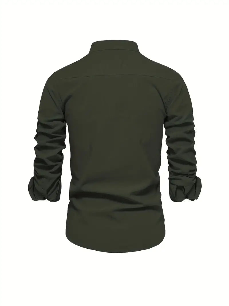 Men’s Button-Up Linen-Style Shirt for Summer Wear – Lightweight Casual Shirt for Holidays, Work and Everyday Outfits