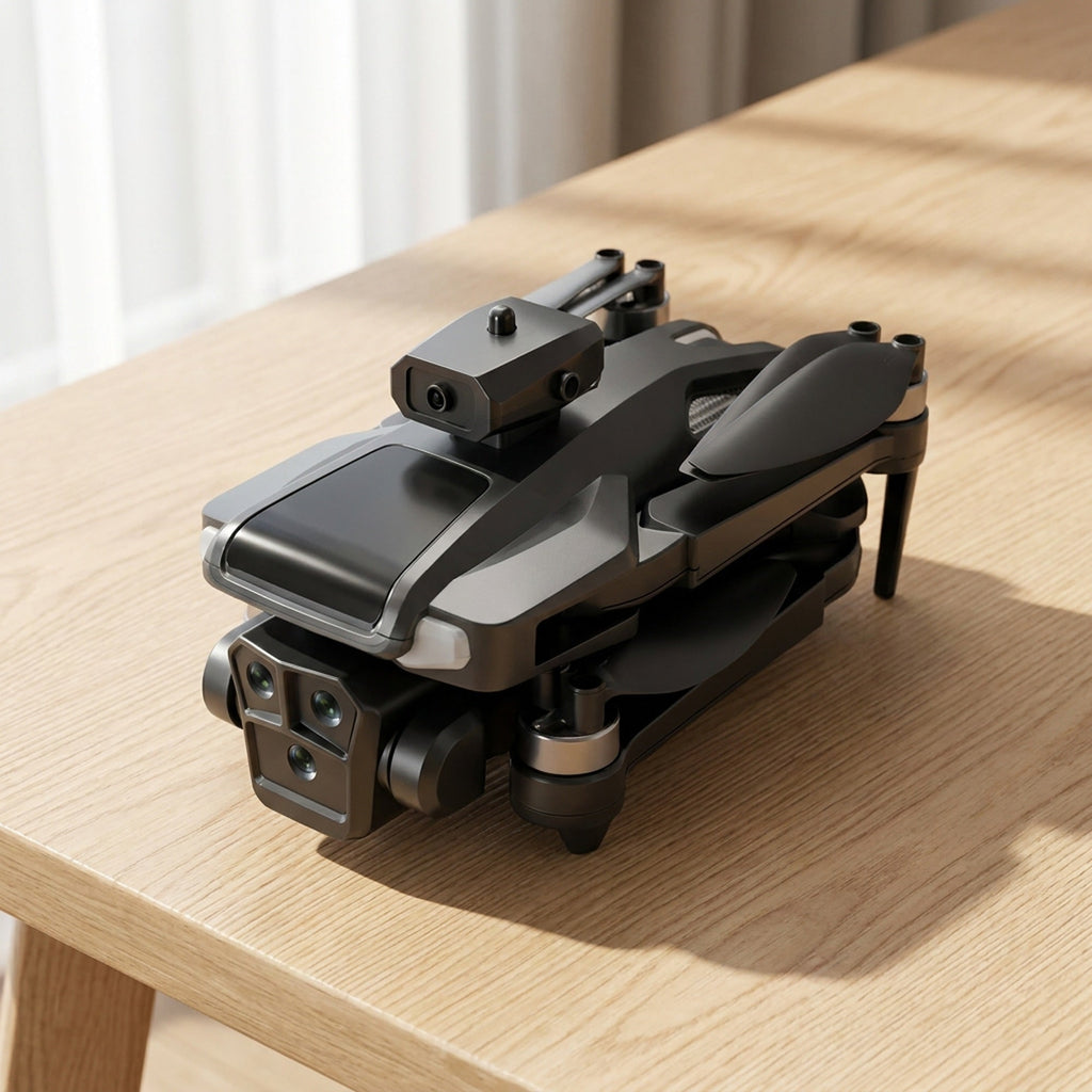 Camera Drone Quadcopter with Triple Lens Remote Control Obstacle Avoidance and Foldable Design - Image 5
