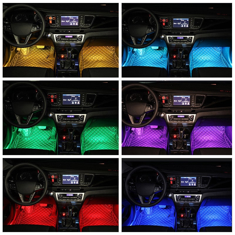 Car Ambient Lighting Kit with Rgb LED Strip Lights Remote Control and App - Image 4