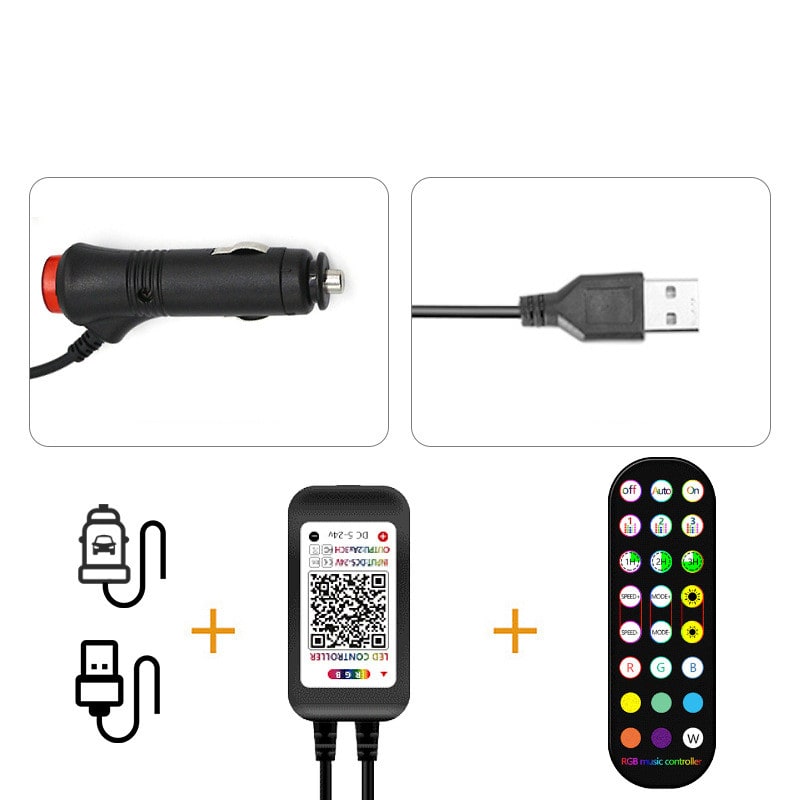 Car Ambient Lighting Kit with Rgb LED Strip Lights Remote Control and App - Image 5