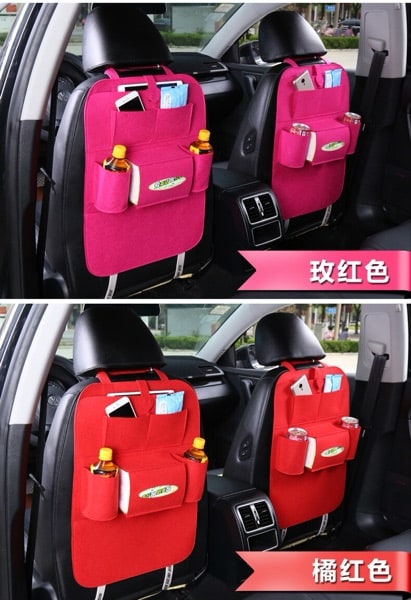 Car Backseat Organizer with Tissue and Bottle Holders Felt Auto Seat Storage Bag - Image 2
