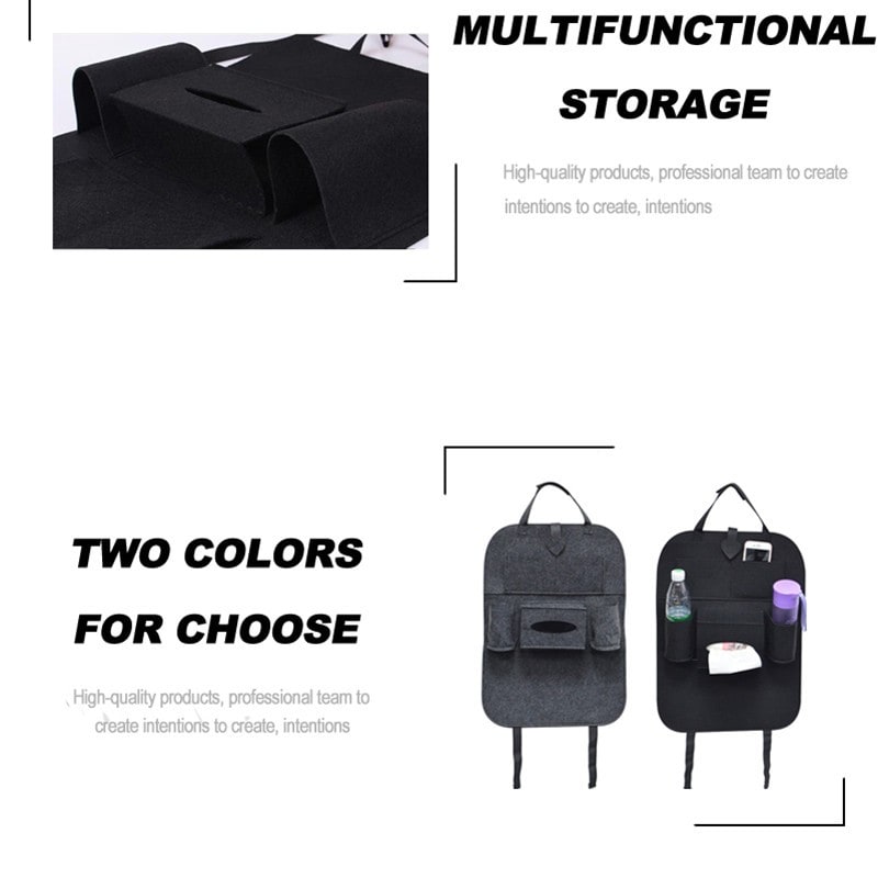 Car Backseat Organizer with Tissue and Bottle Holders Felt Auto Seat Storage Bag - Image 24