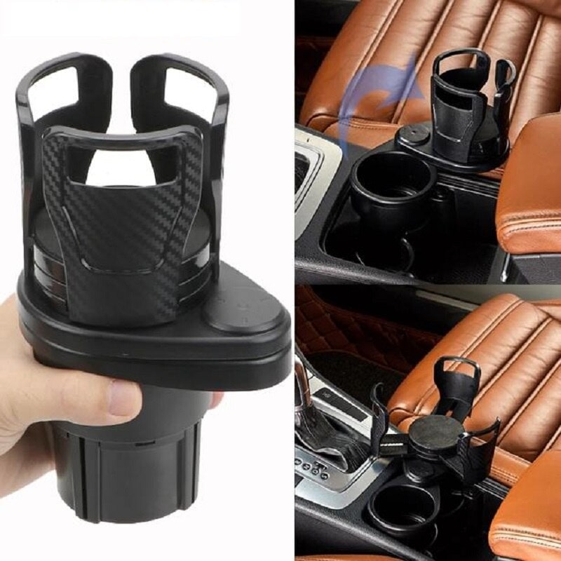 Car Cup Holder Expander with Rotating Adjustable Arms and Console Organizer Insert - Image 2