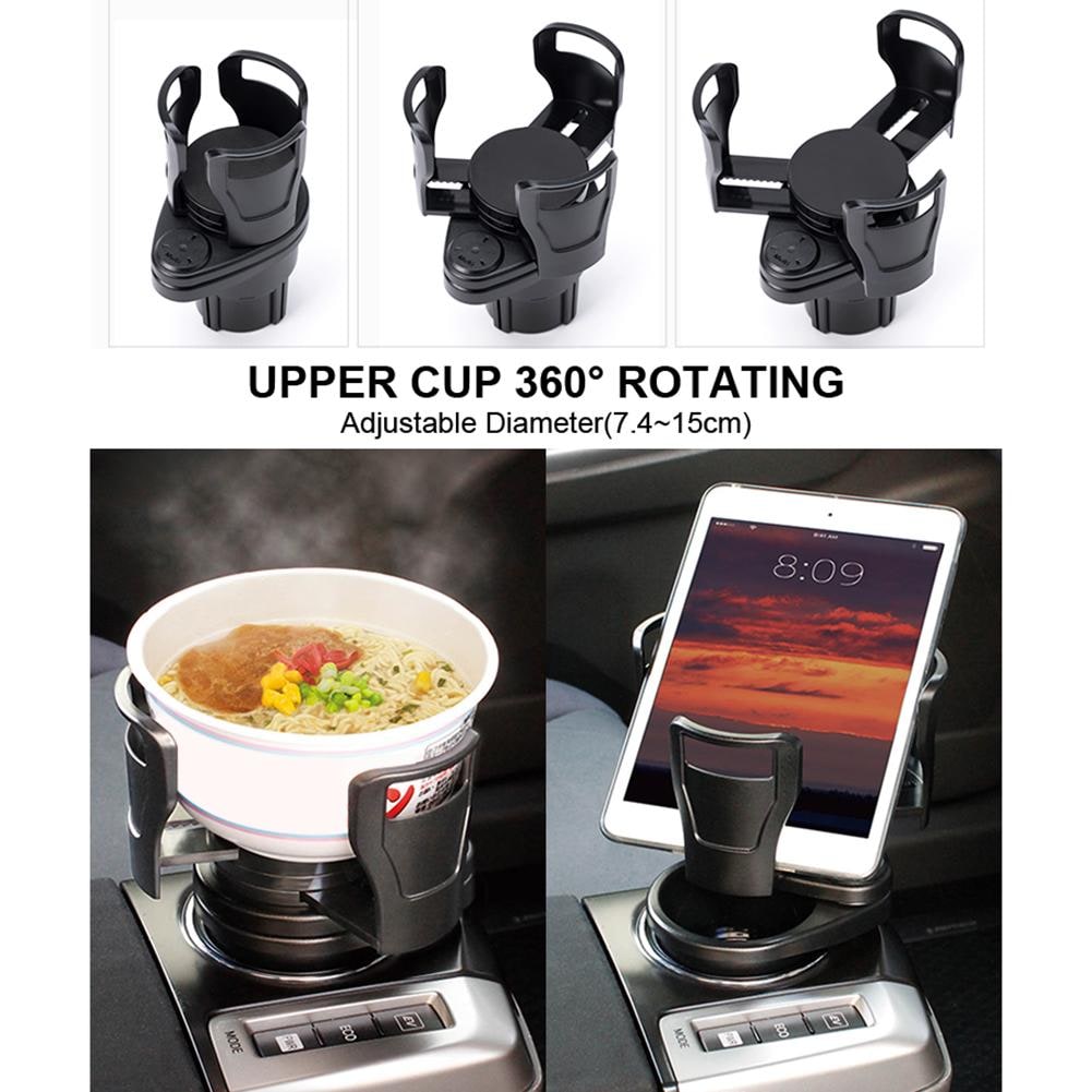 Car Cup Holder Expander with Rotating Adjustable Arms and Console Organizer Insert - Image 3