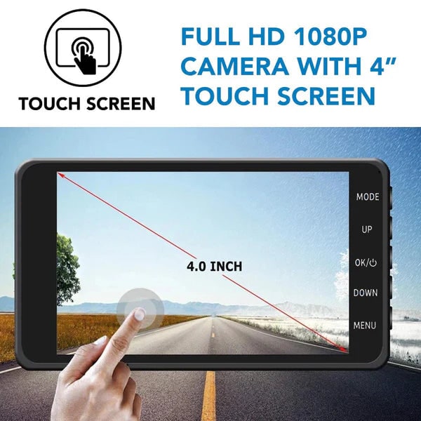 Car Dashboard Camera with Rear for Wireless Dashcam with Night Vision and 4-Inch Touch Screen - Image 4