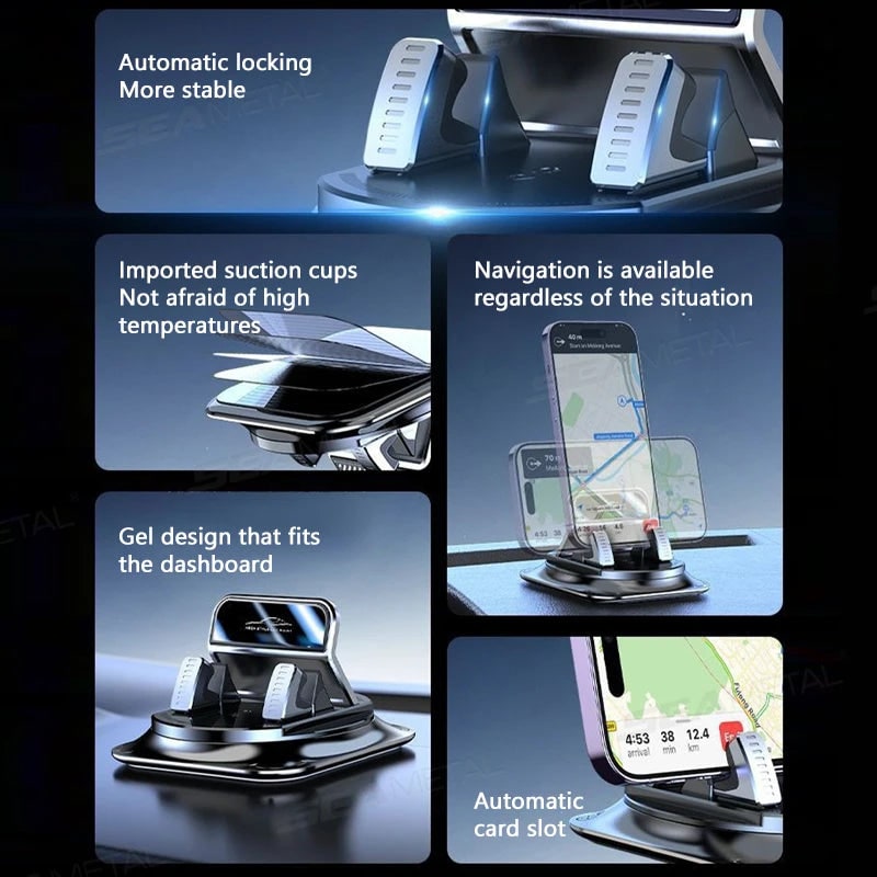 Car Phone Holder with 360 Degree Rotation Dashboard Mount Anti Slip Gel Suction Cup Universal Fit - Image 4