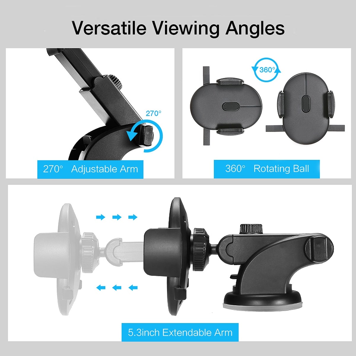 Car Phone Stand Holder with Adjustable Telescopic Arm and Suction Cup Mount - Image 10