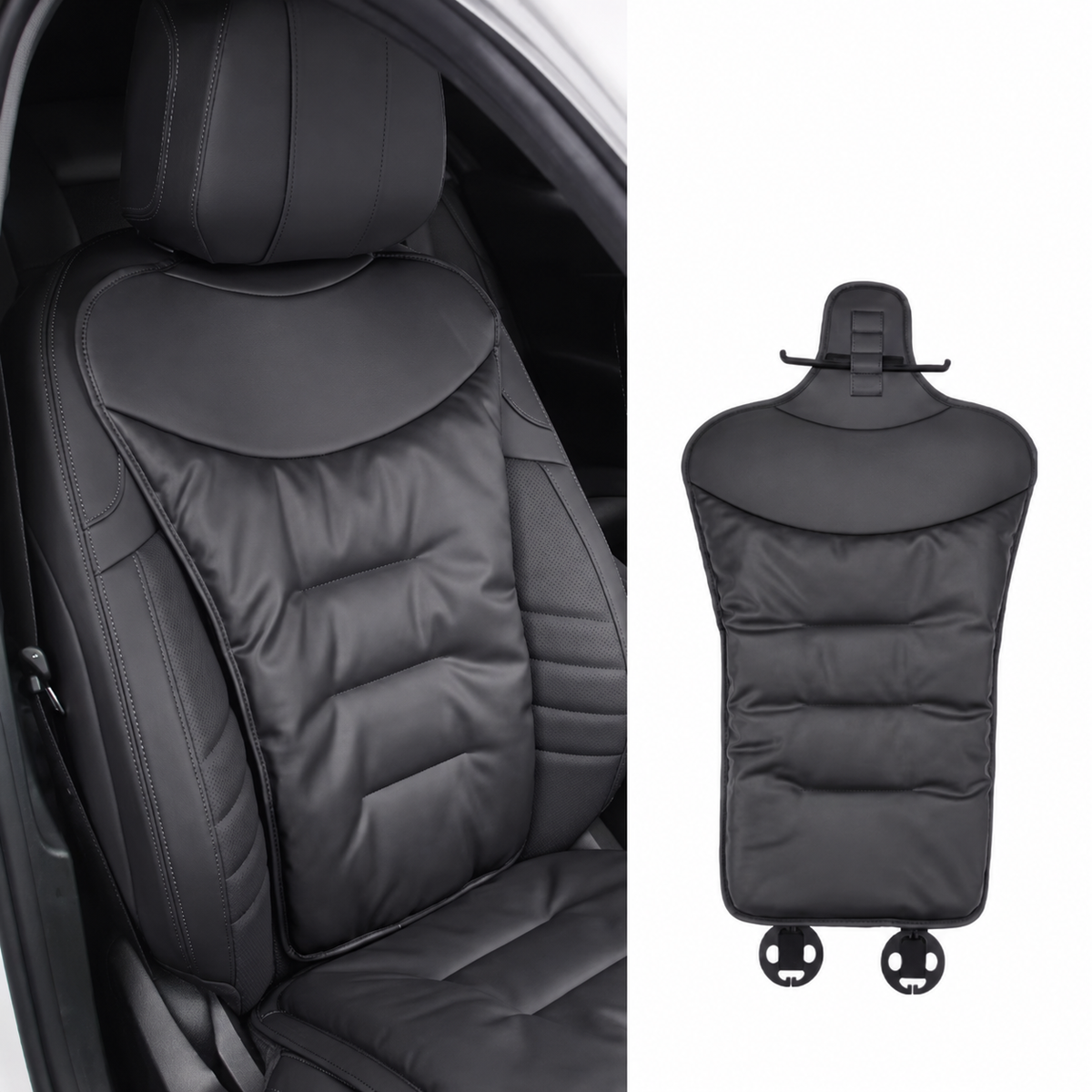 Car Seat Cushion with Lumbar Support and Ergonomic Back Padded Faux Leather - Image 3
