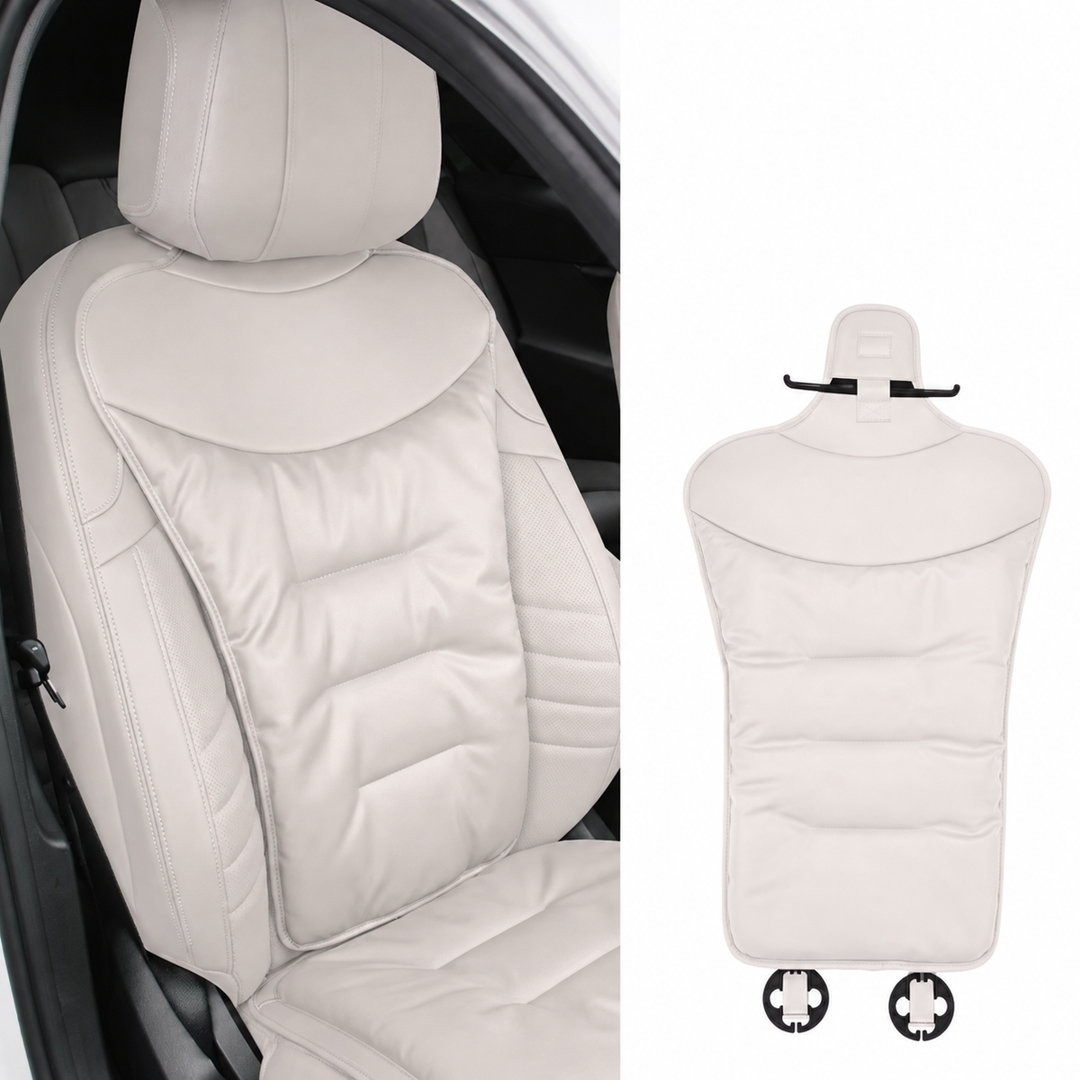 Car Seat Cushion with Lumbar Support and Ergonomic Back Padded Faux Leather - Image 4