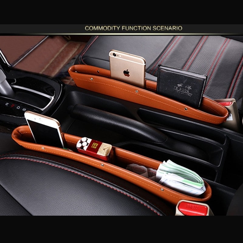 Car Trunk and Seat Gap Organizer with Center Console Storage and Faux Leather Construction - Image 10