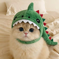 Cat Hat Costume Black Halloween Outfit with Plush Dinosaur Design Chin Strap Woman - Image 4