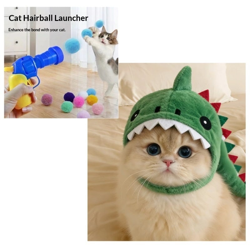 Cat Hat Costume Black Halloween Outfit with Plush Dinosaur Design Chin Strap Woman - Image 6