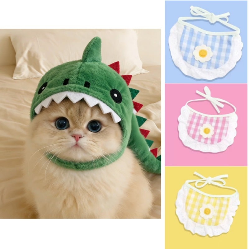 Cat Hat Costume Black Halloween Outfit with Plush Dinosaur Design Chin Strap Woman - Image 8