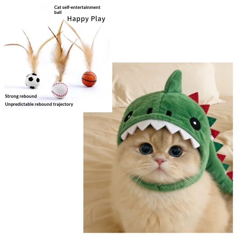 Cat Hat Costume Black Halloween Outfit with Plush Dinosaur Design Chin Strap Woman - Image 9