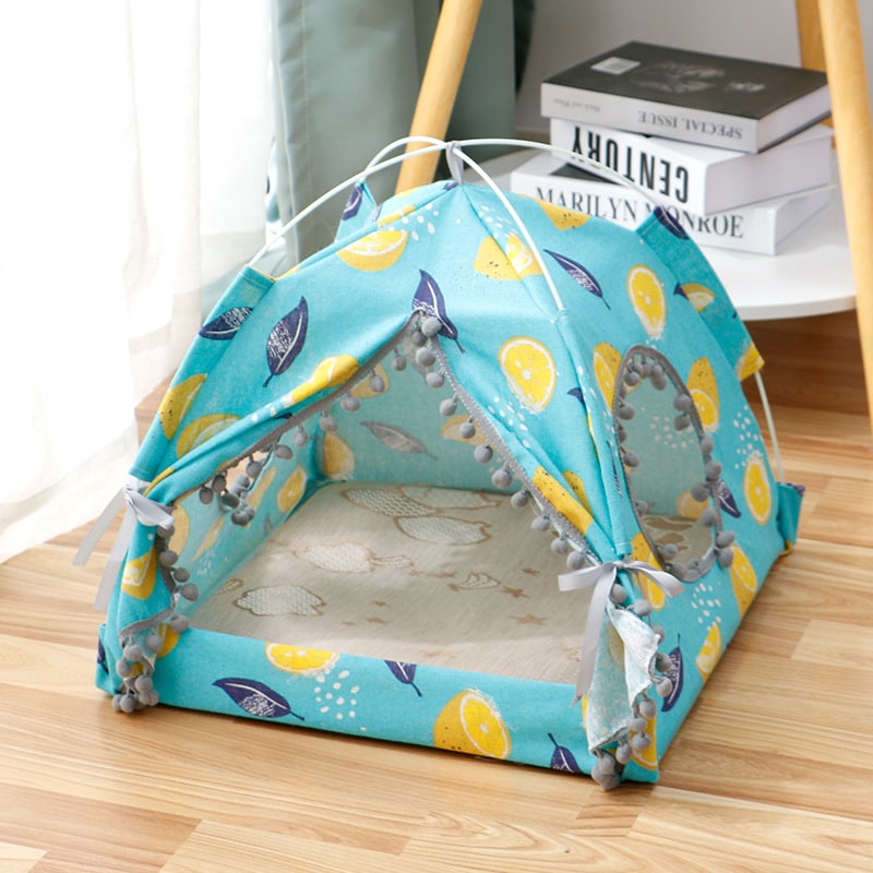 Cat Tent Bed with Cave Window Enclosed Portable Pet House with Removable Padded Mat Outdoor - Image 4