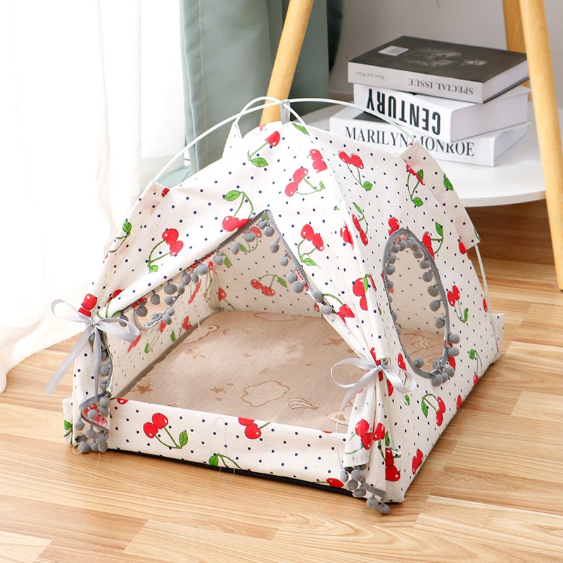 Cat Tent Bed with Cave Window Enclosed Portable Pet House with Removable Padded Mat Outdoor - Image 6