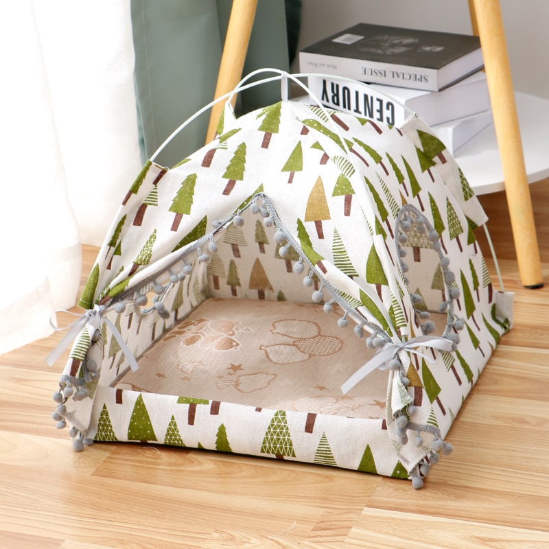 Cat Tent Bed with Cave Window Enclosed Portable Pet House with Removable Padded Mat Outdoor - Image 7