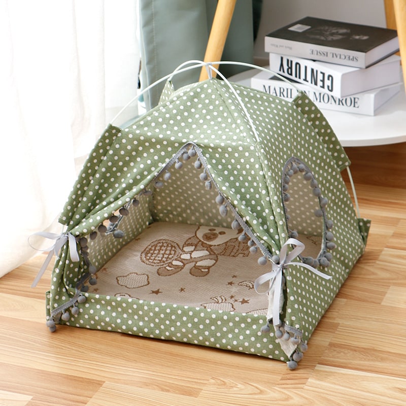 Cat Tent Bed with Cave Window Enclosed Portable Pet House with Removable Padded Mat Outdoor - Image 8