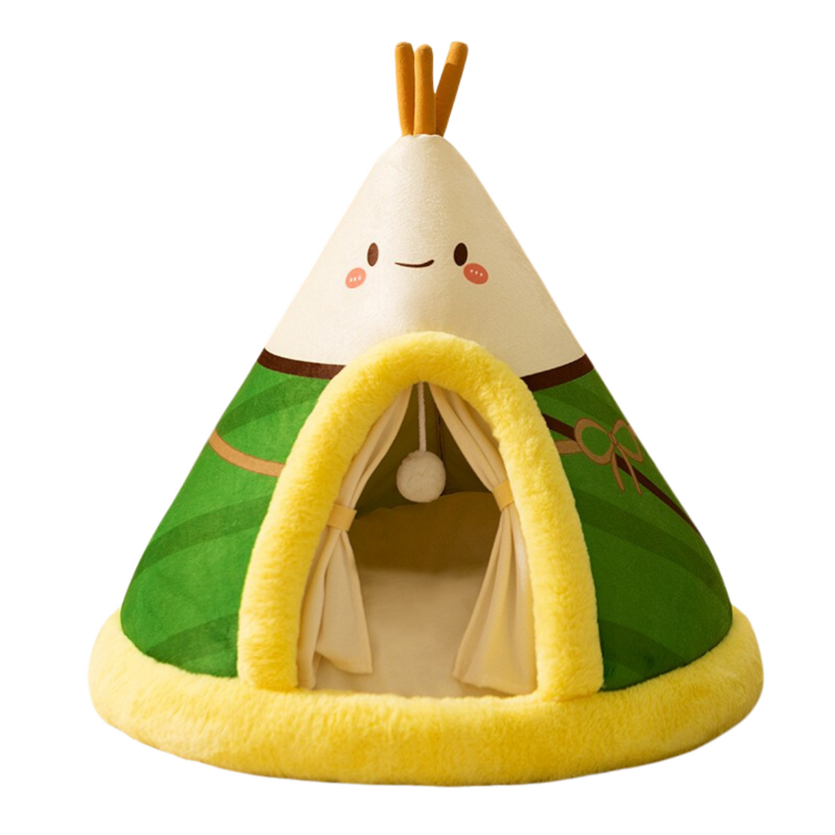 Cat Tent Bed with Heated Cave Design Enclosed Fleece Cushion and Hanging Toy Window - Image 4