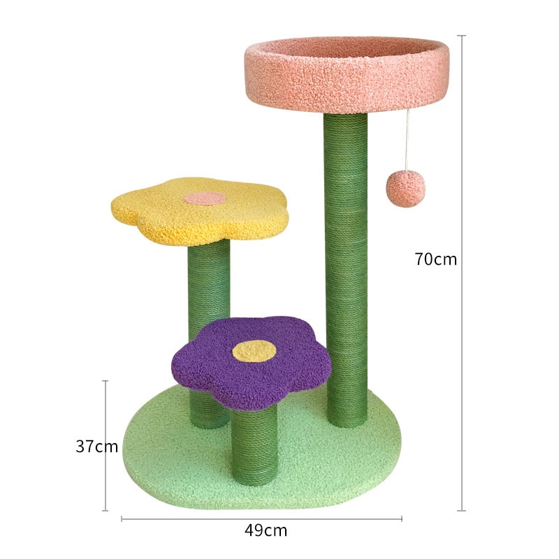 Cat Tree Tall Tower Heavy Duty with Sisal Scratching Posts and Flower Platforms Small - Image 2