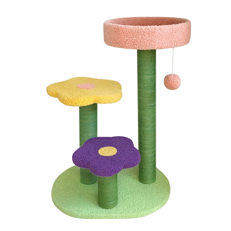 Cat Tree Tall Tower Heavy Duty with Sisal Scratching Posts and Flower Platforms Small - Image 4