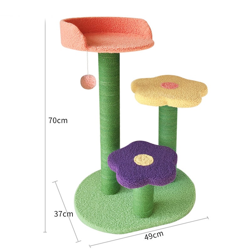 Cat Tree Tall Tower Heavy Duty with Sisal Scratching Posts and Flower Platforms Small - Image 5