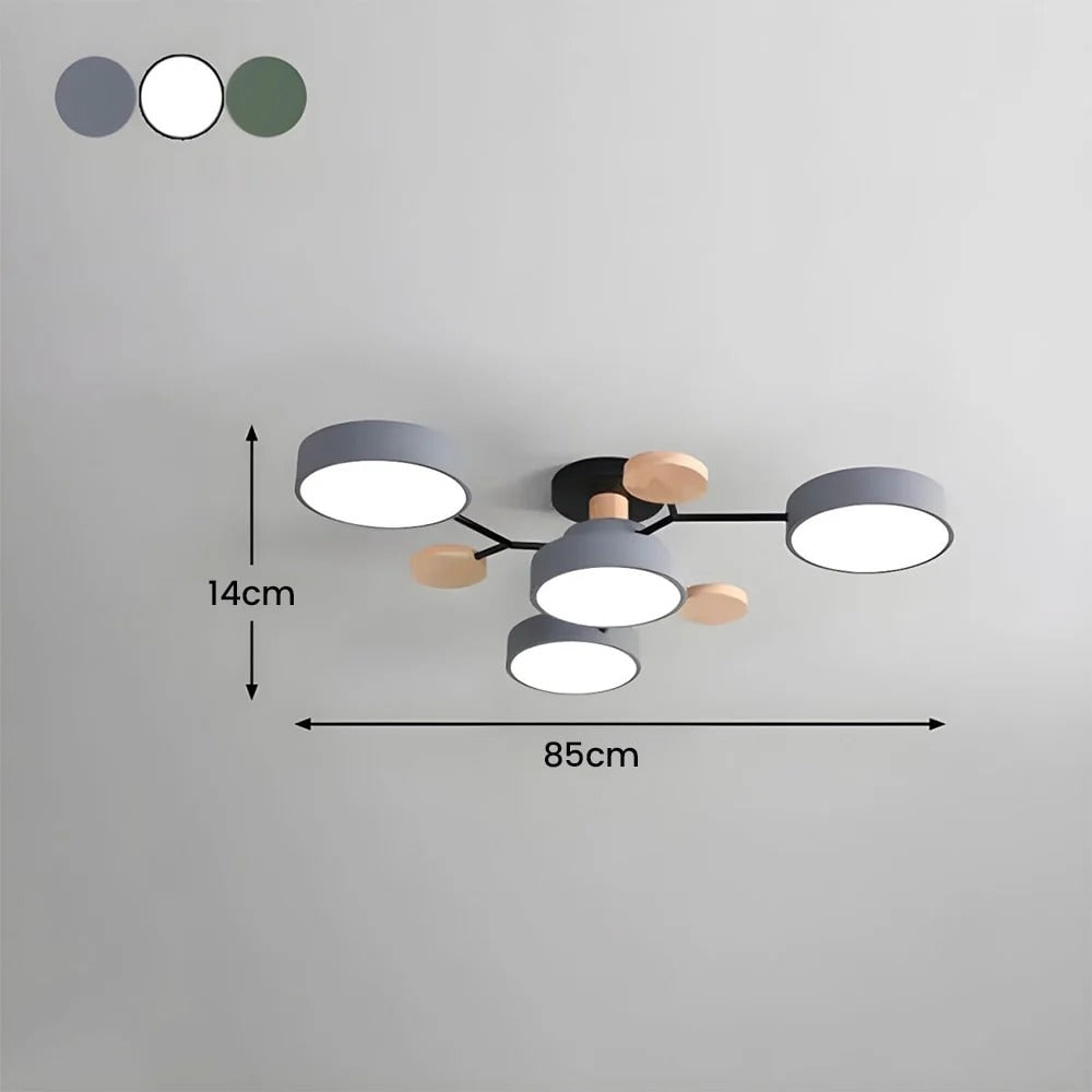 Ceiling Light Fixture Flush Mount LED Semi Modern with Wooden Accents - Image 15