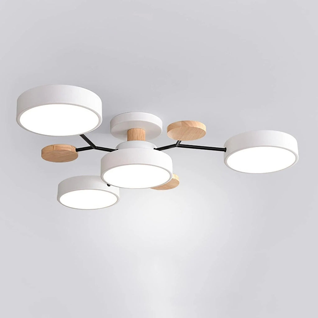 Ceiling Light Fixture Flush Mount LED Semi Modern with Wooden Accents - Image 21