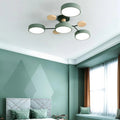 Ceiling Light Fixture Flush Mount LED Semi Modern with Wooden Accents - Image 3