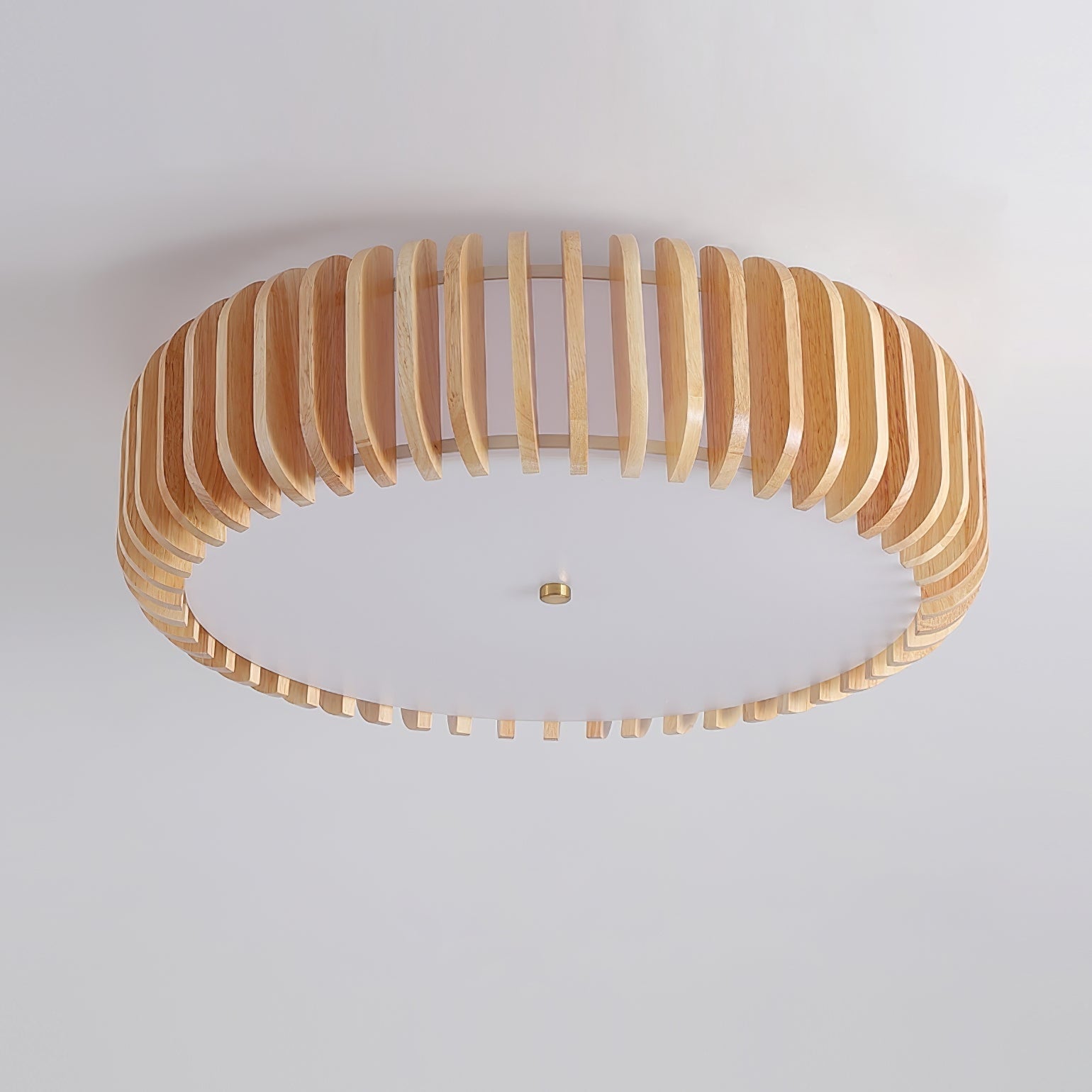 Ceiling Light Flush Mount Wooden Drum LED Home - Image 19